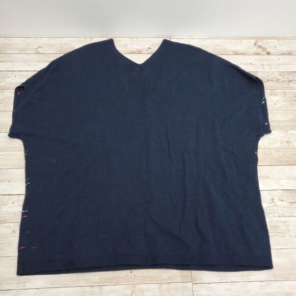 NIC + ZOE Color Spun Short Sleeved‎ Sweater in Indigo Multi - Picture 2 of 5